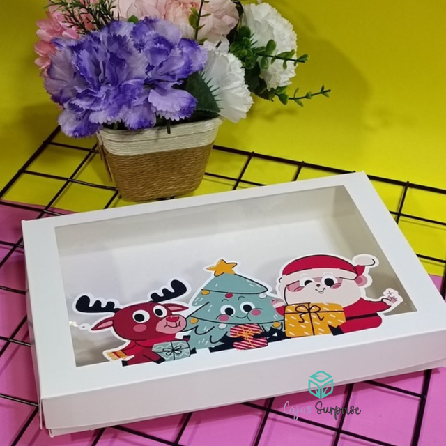 Caja Navideña con Stickers 20x15x3