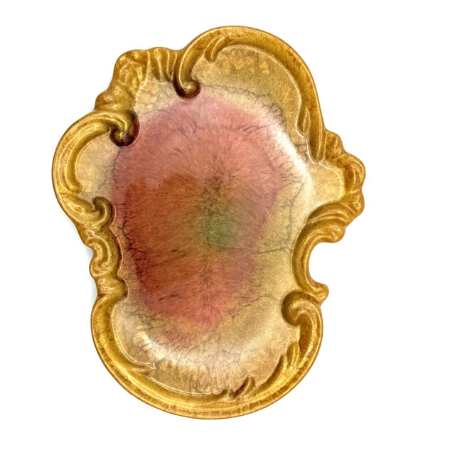 Plateau Baroque doré, cuivré et nuances de vert 