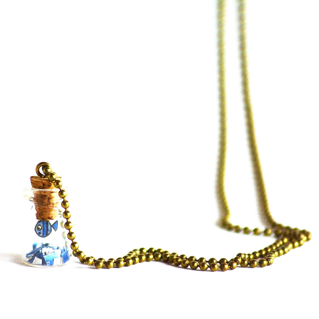 Sautoir Poisson en ALUMINIUM RECYCLE - Pièce Artisanale et Unique 