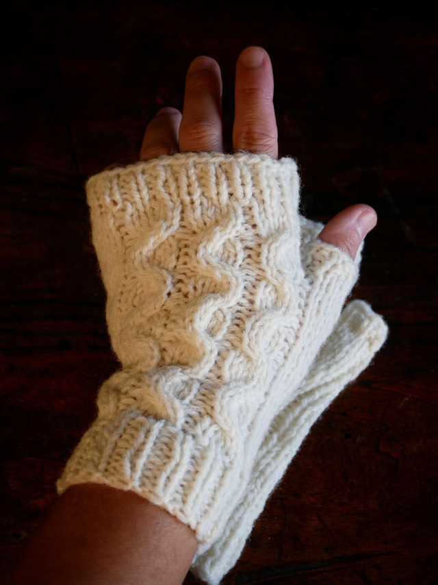 MYRMEX - Mitaines laine naturelle ECRU (non-teint)