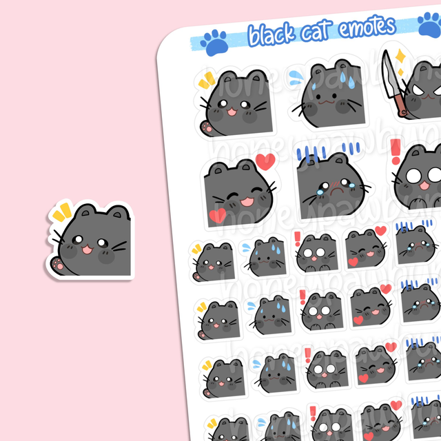 Schwarze Katzen Emotes Sticker Sheet - ST2211