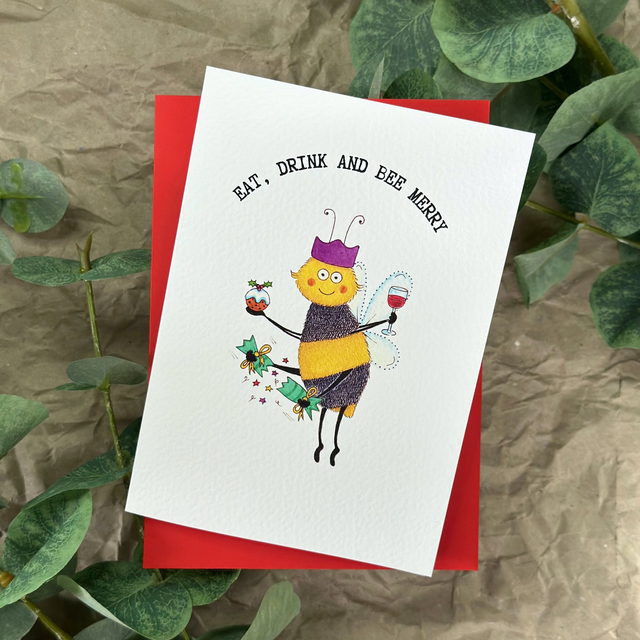 Eat, drink and bee merry - Christmas card