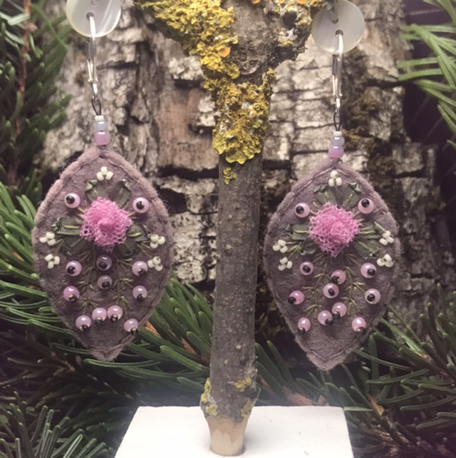 Bo gris/rose feuille 