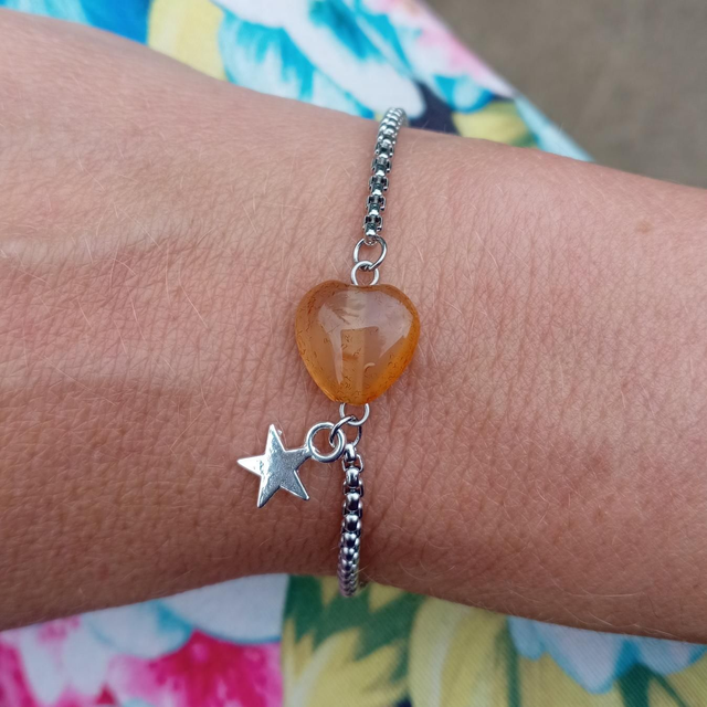 Carnelian Crystal Sterling Silver Drawstring Bracelet