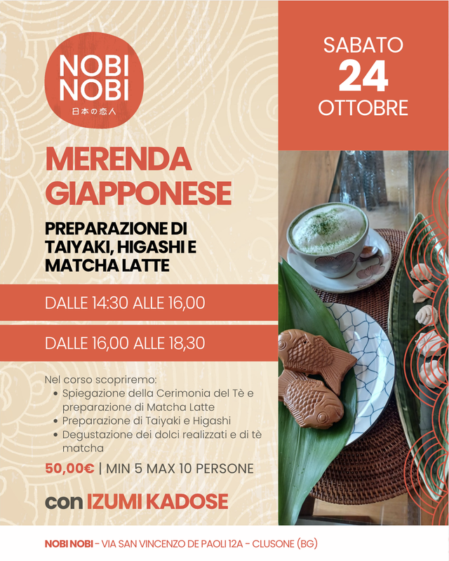 Merenda Giapponese - Taiyaki, Higashi, Matcha Latte