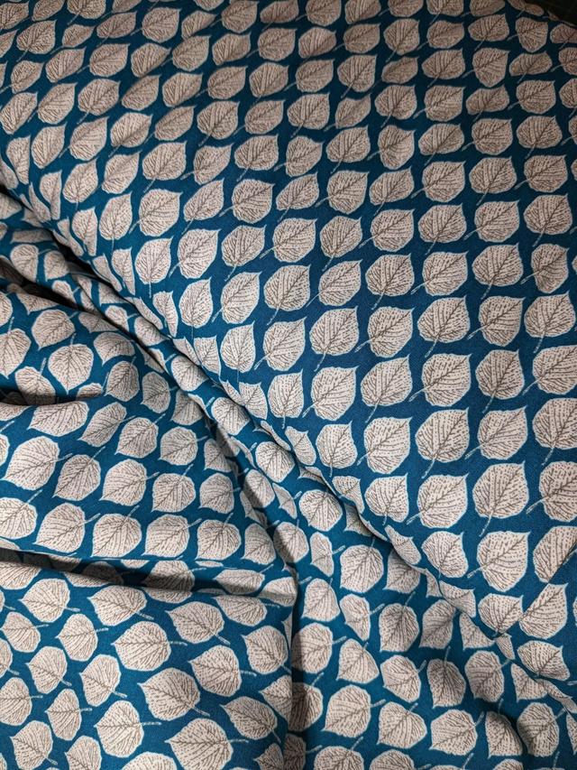 Teal with leaves -Viscose