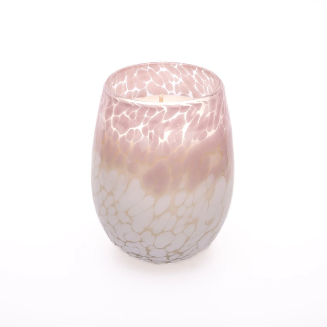 Stemless Wine Glass Candle : Blush Pink and White