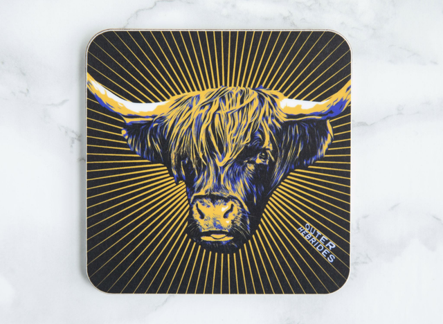 Highland Cow Outer Hebrides Single Coaster