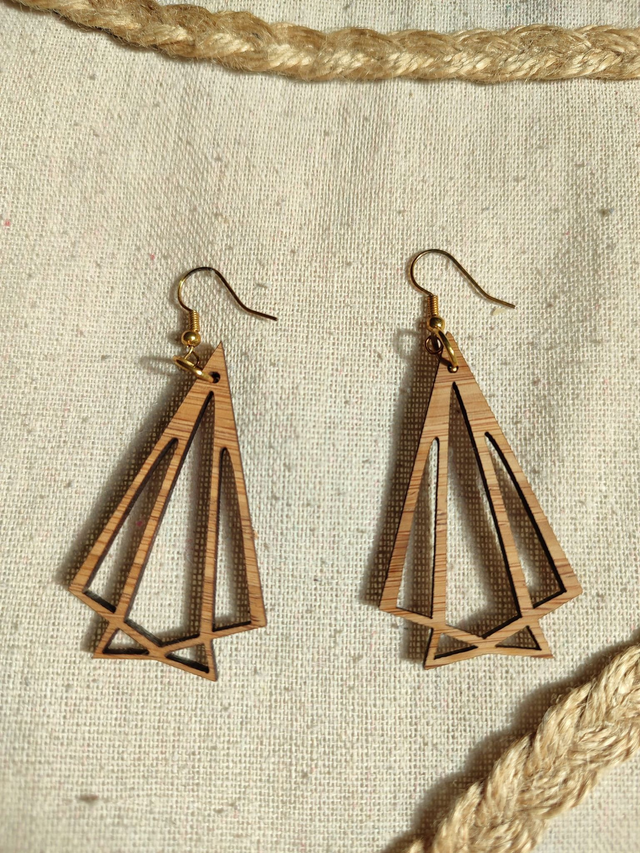 E06 – Boucles d'oreilles artisanales en bois NAZCA 3 –  Style Bohème