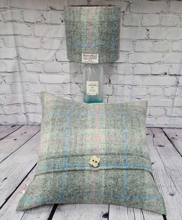 Grey Check Harris Gin Bottle Lamp