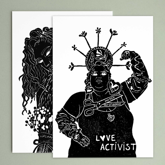 Format A4 - Lot de 2 linogravures