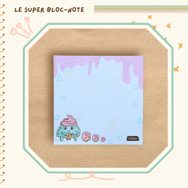 Bloc-notes illustré d'une mignonne momote crème glacée