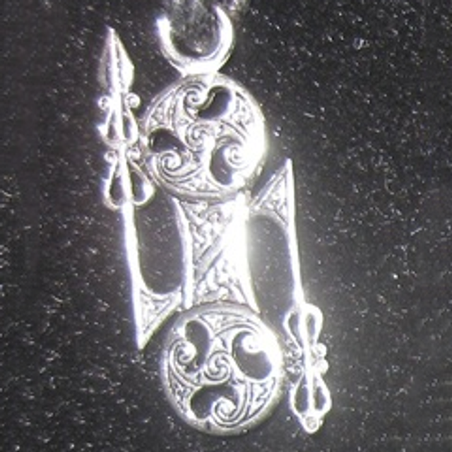Pewter pendant - thick double disc and z-rod