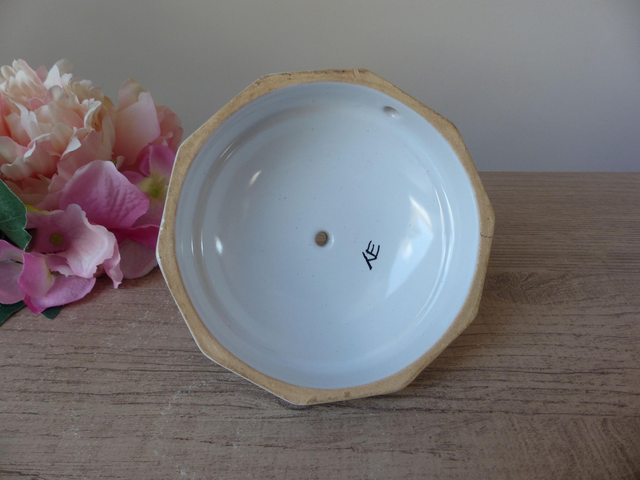 Bougeoir en faïence d'art de Malicorne signé Emile Tessier, Porte bougie peint main décoration floral pour la maison, décoration française