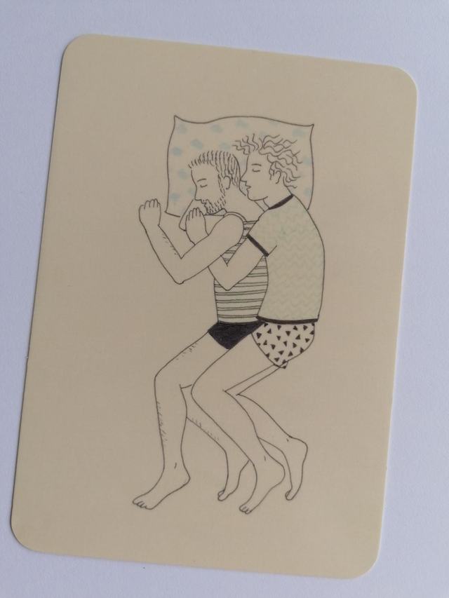 Postkaart "Lepeltjes man-man"