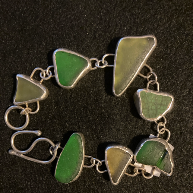 Seaglass and silver bracelet 