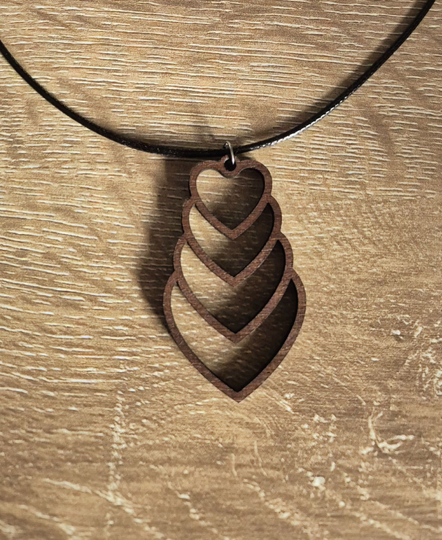 Cascading Hearts Wooden Necklace  