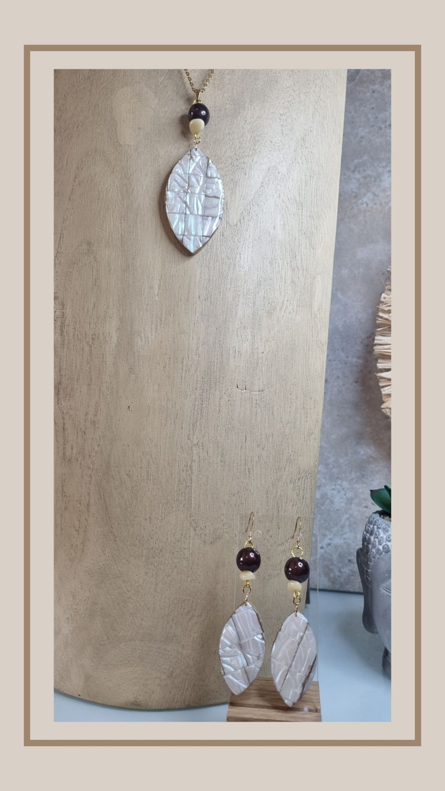 Parure collection nacre blanc goutte