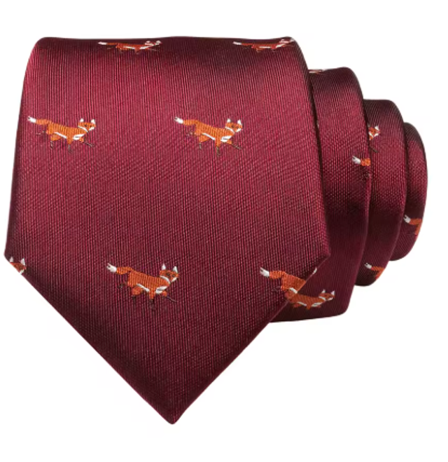Krawatte Fuchsmotiv rot