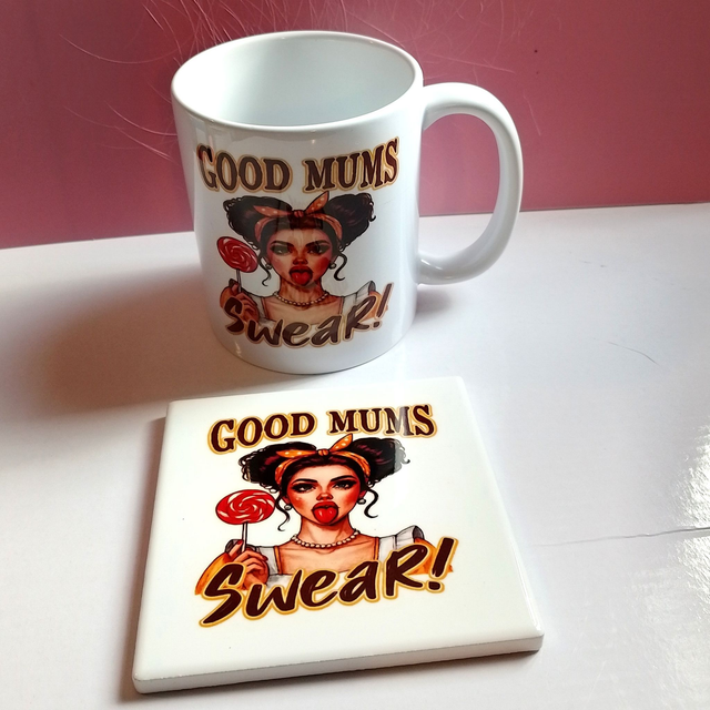 Funny Mum Mug &amp; Ceramic Coaster Set - Mother's Day Gift Birthday Gift - 12 Designs