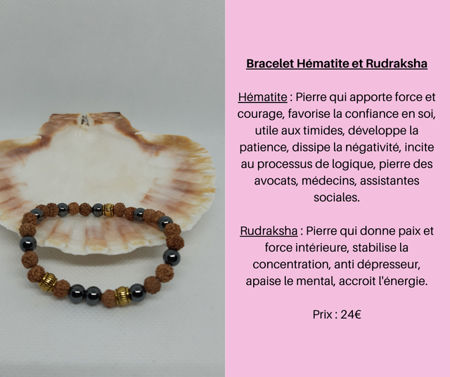 30- Bracelet Hématite et Rudraksha