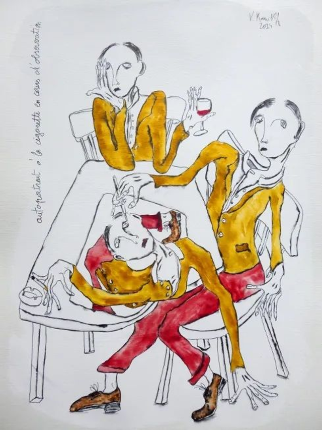 Autoportrait à la cigarette en cours d'observation