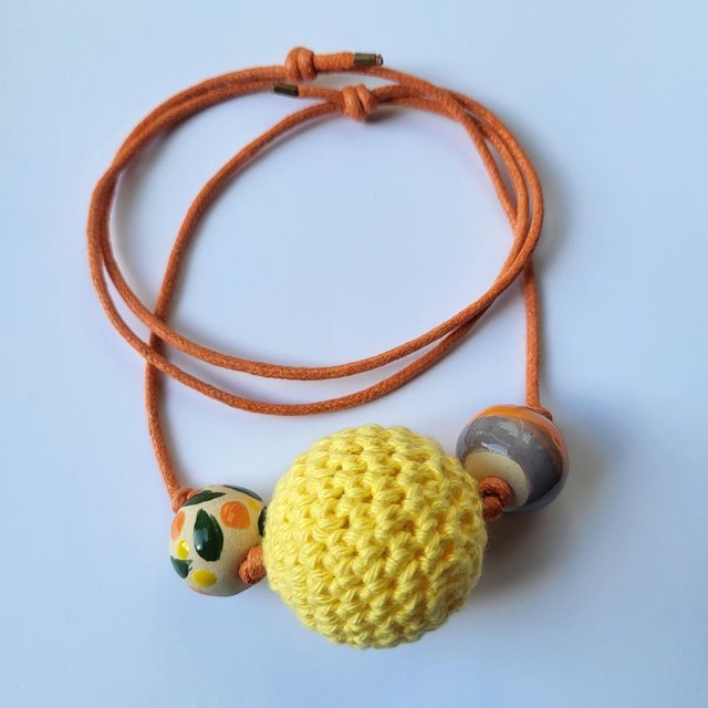 Chunky Bead Necklace - Lemon