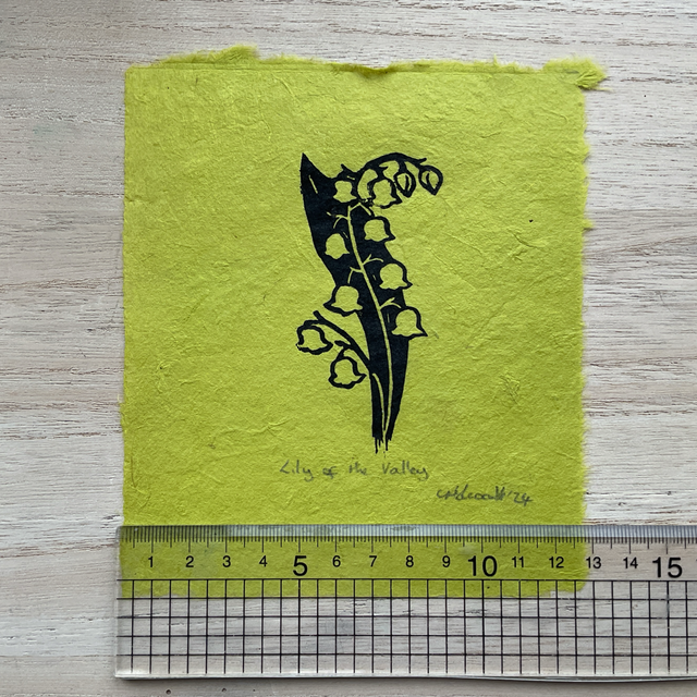 Lily of the Valley mini Lino Prints on Khandi paper
