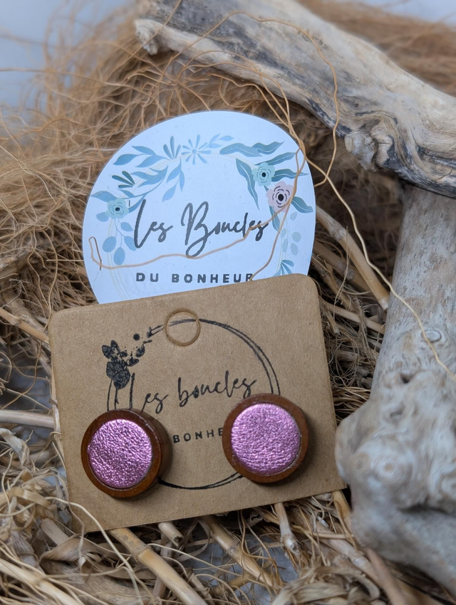 Boucles d&#039;oreilles puces rose pâle pu064