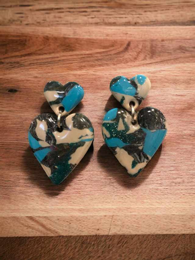 DOUBLE COEUR BLEU/BLANC