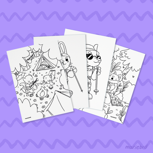 Petits Animaux de la forêt | 4 Coloriages A5