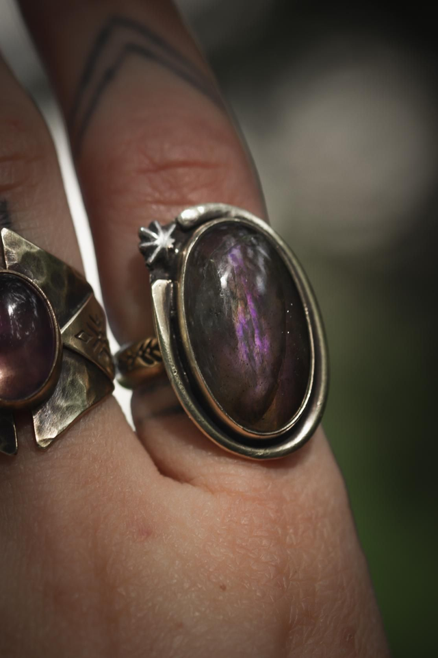 ✧ Little Sky ✧ bague labradorite réglable 