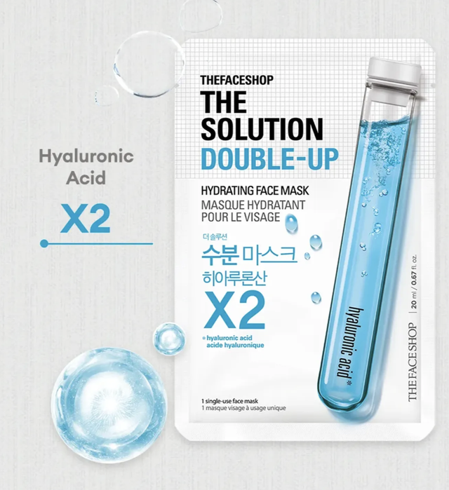 The solution double up Masque en tissu hydratant à l&#039; Acide hyaluronique - The face shop 