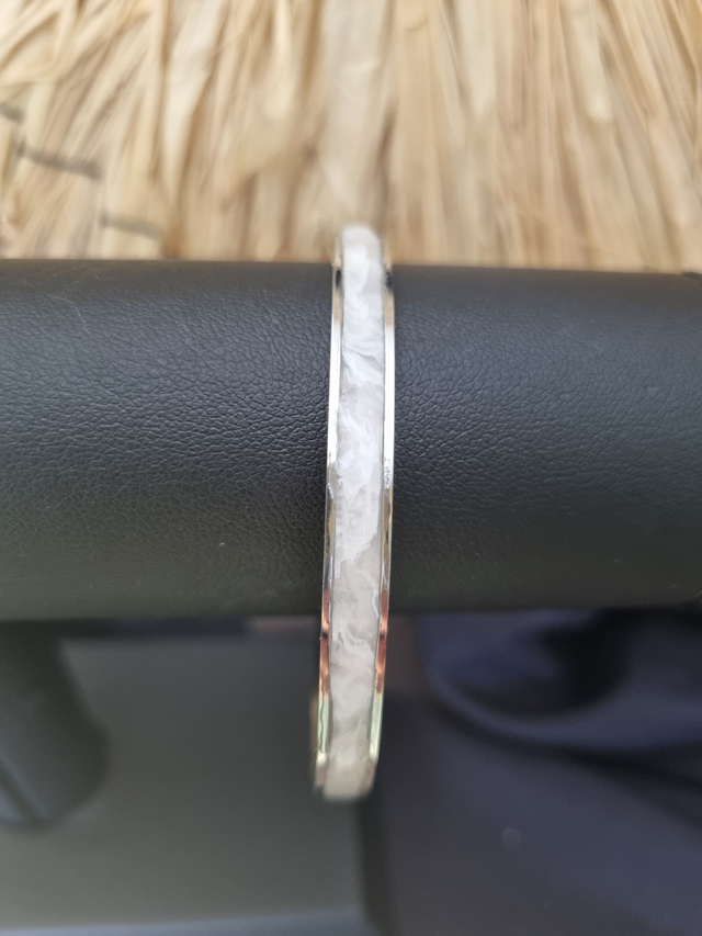 Jonc fermé blanc transparent marbré 