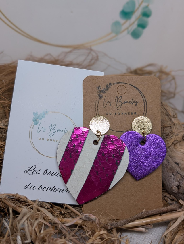 Boucles d&#039;oreilles Asymétrique fushia violet zk125