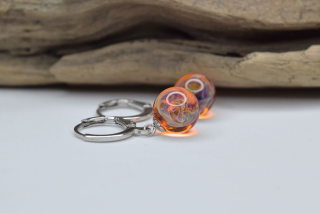 CRÉOLES NÉBULEUSE ORANGE MONTURE ARGENT 