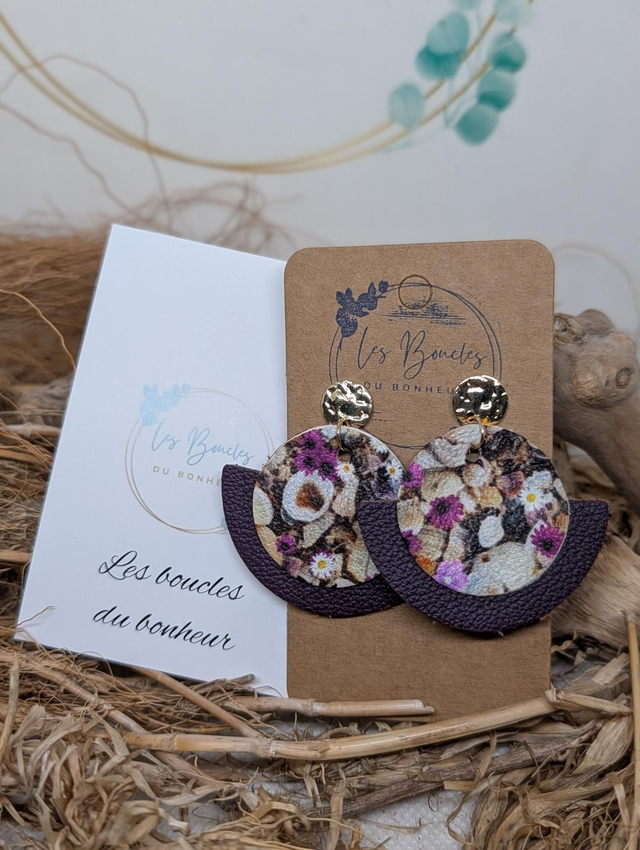 Boucles d'oreilles Dona violet fleurie do094