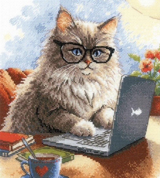 RIOLIS Writer of Meowmoirs Cross Stitch Kit