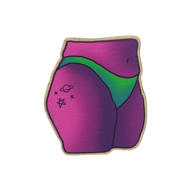 Alien Thighs Wooden Pin Badge