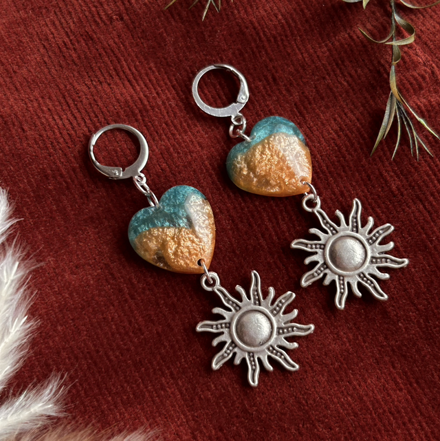 Heart and Sun Earrings