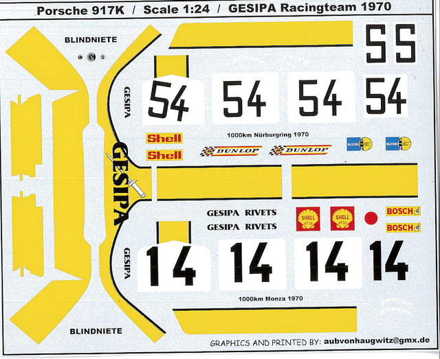Porsche 917 Gesipa 1:24 Decal BvH