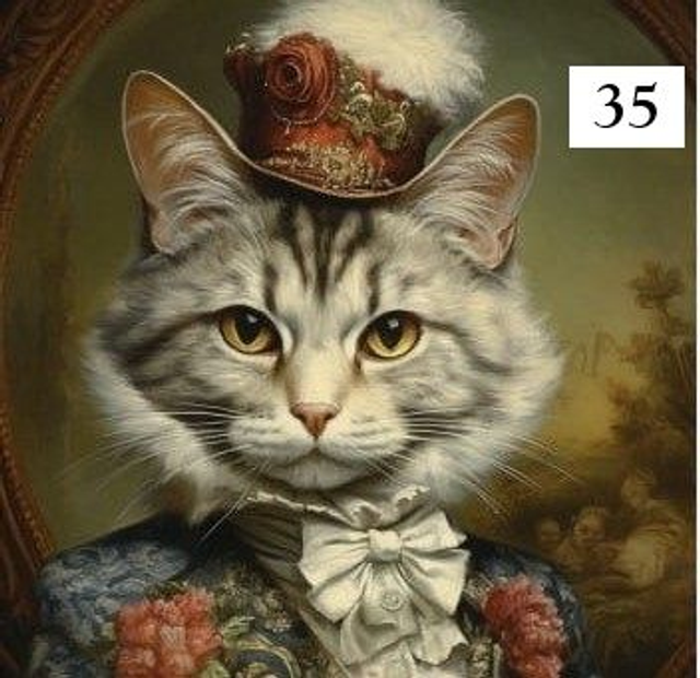 Panneau Chat chic au chapeau en Polyester imperméable - 30x30cm  