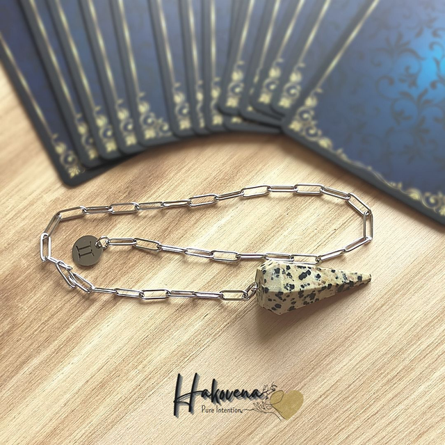 Pendule divinatoire Jaspe Dalmatien – Zodiaque Sagittaire - 0045PD