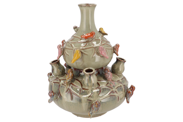 Bird vase moss bubbles L