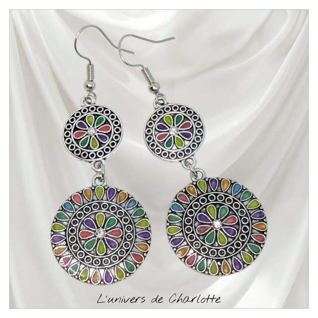 Boucles d&#039;oreilles &quot;Double rosace&quot; BO-112