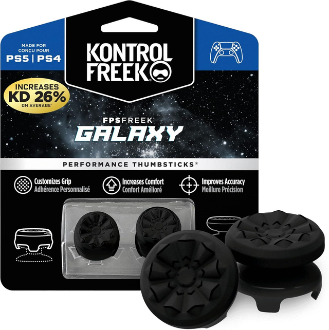 KontrolFreek FPS Freek Galaxy Black voor Playstation 4 (PS4) en Playstation 5 (PS5) | Performance Thumbsticks | 1 High-Rise, 1 Mid-Rise | Zwart 