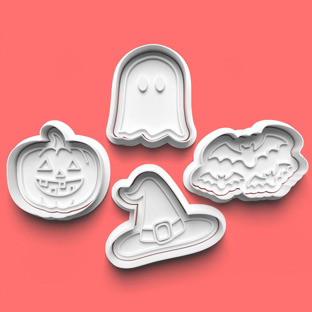 Halloween Cutter Embosser Set of 4 Cookie Cutters &amp; Stamps