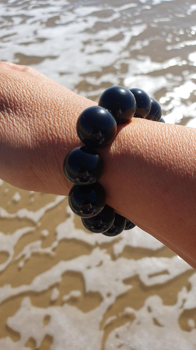 Bracelet Obsidienne Oeil celeste 14mm