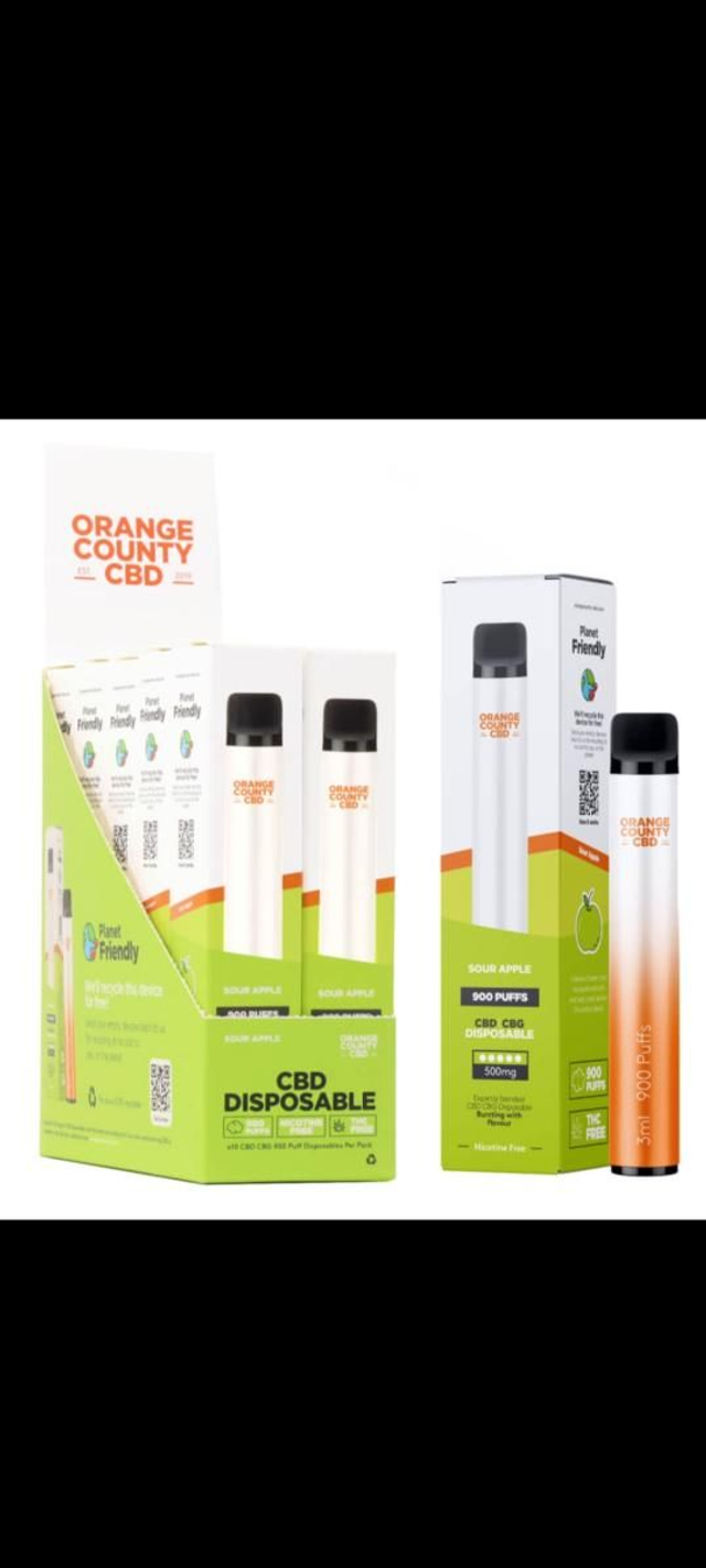 Orange County CBD 3ml Disposable Vape Pen 250 CBD + 250mg CBG Sour Apple

