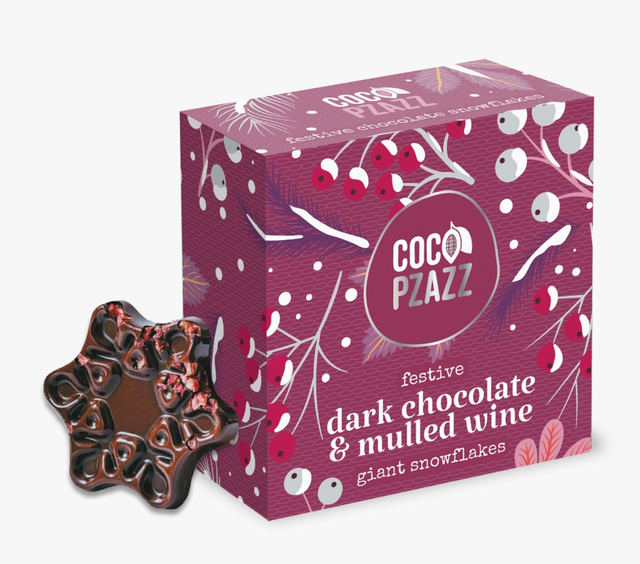 Coco Pzazz - Christmas Dark Chocolate &amp; Mulled Wine Choc Snowflakes